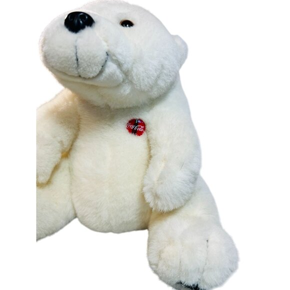 '93 Coca-Cola Polar Bear Plush Cuddly Animal Toy 10" Soft White Collectible - Picture 3 of 5